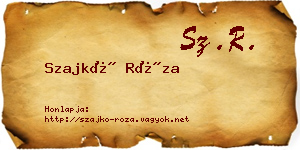 Szajkó Róza névjegykártya